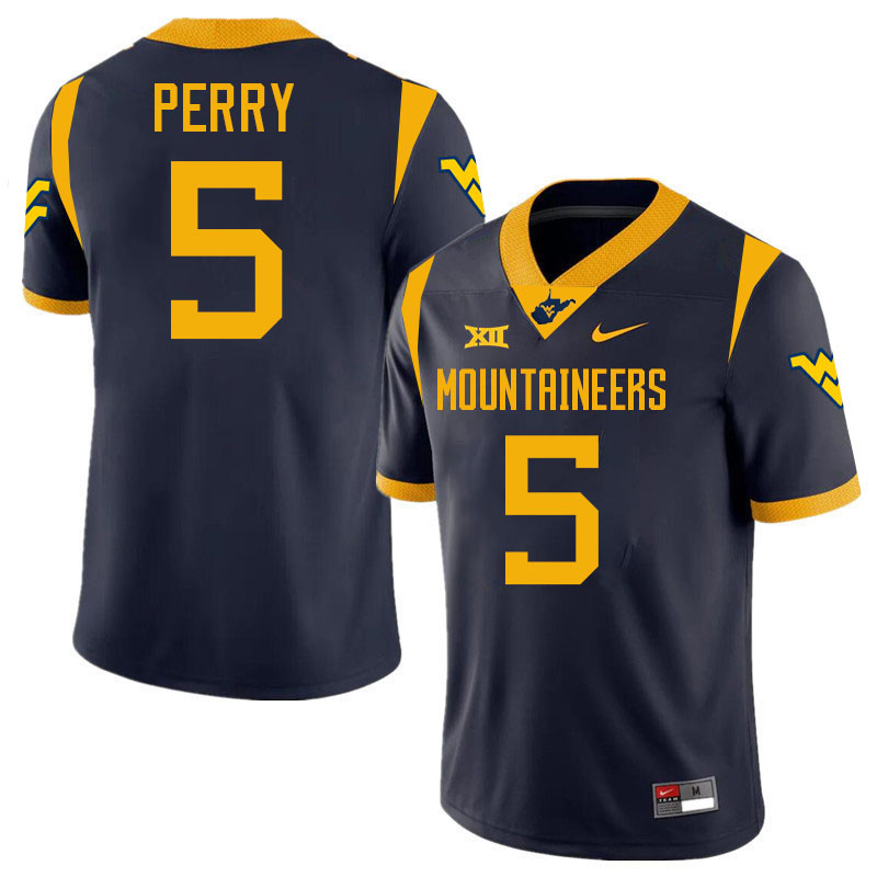 Fred Perry WVU Jersey,West Virginia Mountaineers #5 Fred Perry Jersey Youth College-Navy